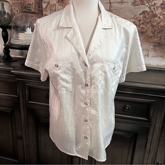 Plus Size Laura & Jayne Collection Off White Blouse Short Sleeve size 16 - Picture 3 of 7